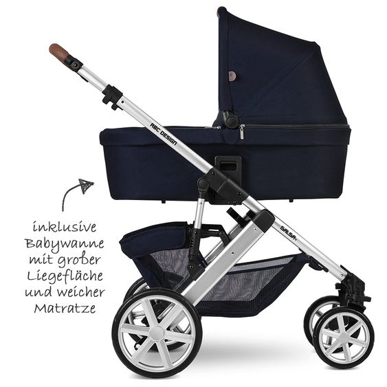 ABC Design Kombi-Kinderwagen Salsa 4 - inkl. Babywanne, Sportsitz & XXL Zubehörpaket - Shadow
