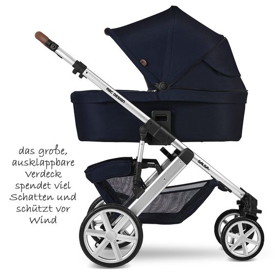ABC Design Kombi-Kinderwagen Salsa 4 - inkl. Babywanne, Sportsitz & XXL Zubehörpaket - Shadow