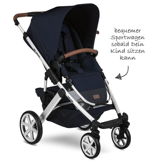 ABC Design Kombi-Kinderwagen Salsa 4 - inkl. Babywanne, Sportsitz & XXL Zubehörpaket - Shadow