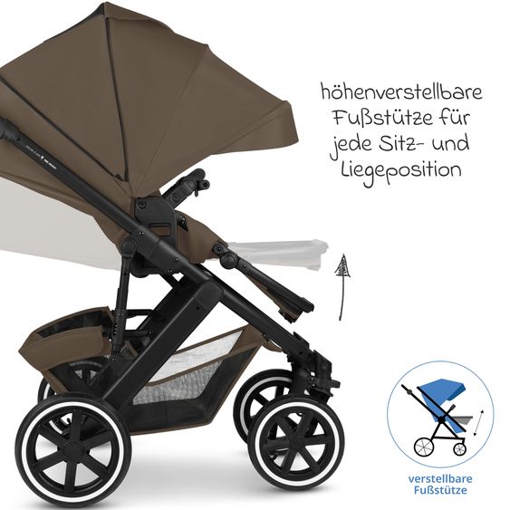 ABC Design Kombi-Kinderwagen Salsa 5 Air - inkl. Babywanne & Sportsitz - Dark Beige