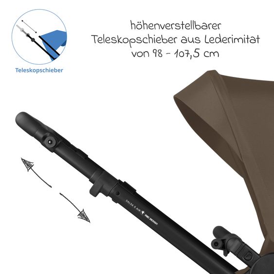 ABC Design Kombi-Kinderwagen Salsa 5 Air - inkl. Babywanne & Sportsitz - Dark Beige