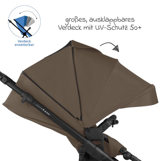 ABC Design Kombi-Kinderwagen Salsa 5 Air - inkl. Babywanne & Sportsitz - Dark Beige