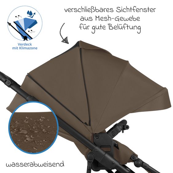 ABC Design Kombi-Kinderwagen Salsa 5 Air - inkl. Babywanne & Sportsitz - Dark Beige