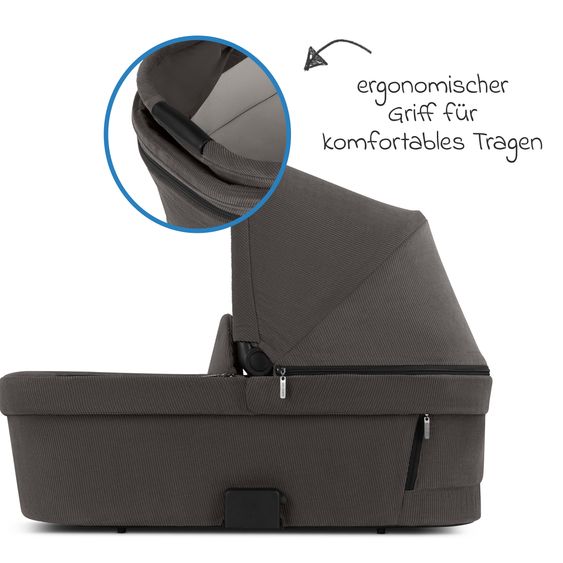 ABC Design Kombi-Kinderwagen Salsa 5 Air inkl. Babywanne, Sportsitz & Gratis Zubehör - Sonnenschirm, Wickeltasche, Regenschutz & Becherhalter - Almond