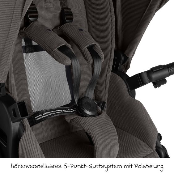 ABC Design Kombi-Kinderwagen Salsa 5 Air inkl. Babywanne, Sportsitz & Gratis Zubehör - Sonnenschirm, Wickeltasche, Regenschutz & Becherhalter - Almond