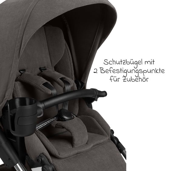 ABC Design Kombi-Kinderwagen Salsa 5 Air inkl. Babywanne, Sportsitz & Gratis Zubehör - Sonnenschirm, Wickeltasche, Regenschutz & Becherhalter - Almond