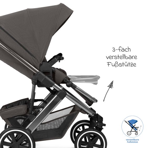 ABC Design Kombi-Kinderwagen Salsa 5 Air inkl. Babywanne, Sportsitz & Gratis Zubehör - Sonnenschirm, Wickeltasche, Regenschutz & Becherhalter - Almond