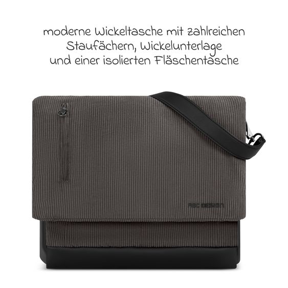 ABC Design Kombi-Kinderwagen Salsa 5 Air inkl. Babywanne, Sportsitz & Gratis Zubehör - Sonnenschirm, Wickeltasche, Regenschutz & Becherhalter - Almond