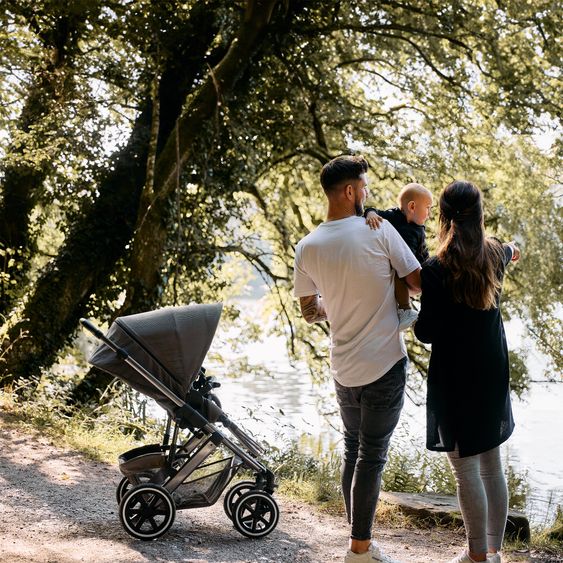 ABC Design Kombi-Kinderwagen Salsa 5 Air inkl. Babywanne, Sportsitz & Gratis Zubehör - Sonnenschirm, Wickeltasche, Regenschutz & Becherhalter - Almond