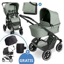 Kombi-Kinderwagen Salsa 5 Air inkl. Babywanne, Sportsitz & Gratis Zubehör - Sonnenschirm, Wickeltasche, Regenschutz & Becherhalter - Pine