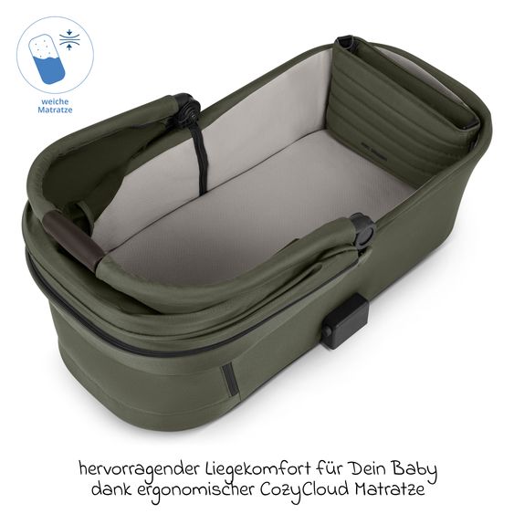 ABC Design Kombi-Kinderwagen Salsa 5 Air inkl. Babywanne, Sportsitz & Gratis Zubehör - Sonnenschirm, Wickeltasche, Regenschutz & Becherhalter - Pure - Avocado