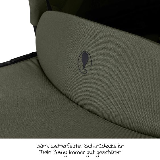 ABC Design Kombi-Kinderwagen Salsa 5 Air inkl. Babywanne, Sportsitz & Gratis Zubehör - Sonnenschirm, Wickeltasche, Regenschutz & Becherhalter - Pure - Avocado