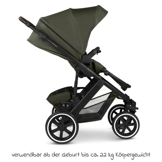 ABC Design Kombi-Kinderwagen Salsa 5 Air inkl. Babywanne, Sportsitz & Gratis Zubehör - Sonnenschirm, Wickeltasche, Regenschutz & Becherhalter - Pure - Avocado
