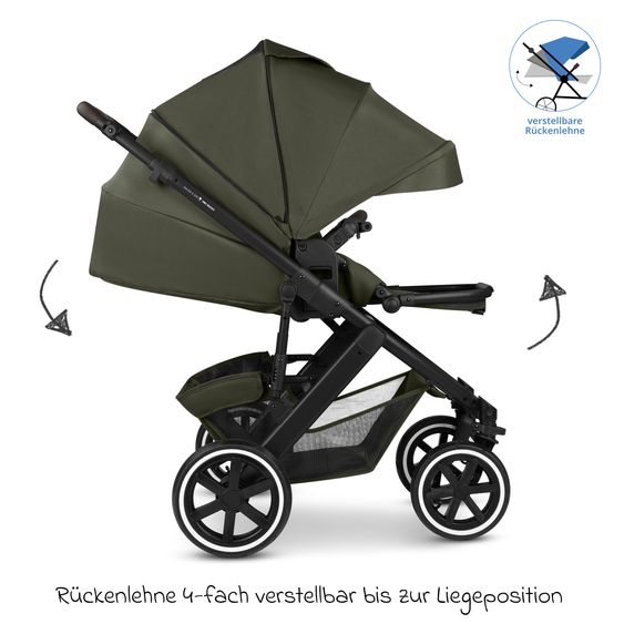 ABC Design Kombi-Kinderwagen Salsa 5 Air inkl. Babywanne, Sportsitz & Gratis Zubehör - Sonnenschirm, Wickeltasche, Regenschutz & Becherhalter - Pure - Avocado