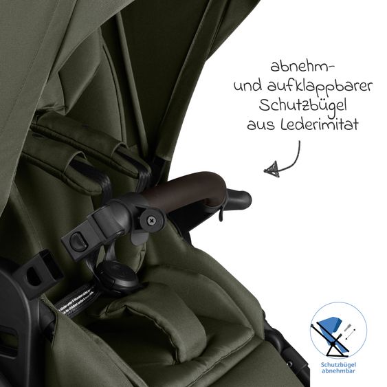 ABC Design Kombi-Kinderwagen Salsa 5 Air inkl. Babywanne, Sportsitz & Gratis Zubehör - Sonnenschirm, Wickeltasche, Regenschutz & Becherhalter - Pure - Avocado