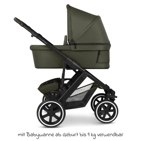 ABC Design Kombi-Kinderwagen Salsa 5 Air inkl. Babywanne, Sportsitz & Gratis Zubehör - Sonnenschirm, Wickeltasche, Regenschutz & Becherhalter - Pure - Avocado
