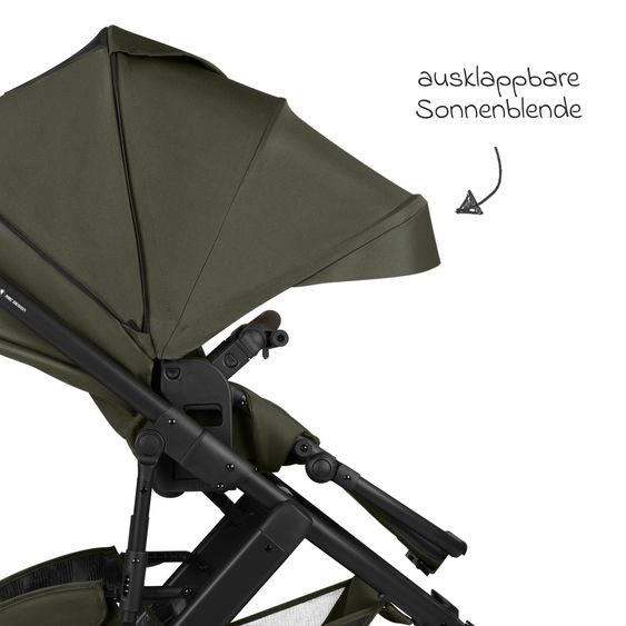 ABC Design Kombi-Kinderwagen Salsa 5 Air inkl. Babywanne, Sportsitz & Gratis Zubehör - Sonnenschirm, Wickeltasche, Regenschutz & Becherhalter - Pure - Avocado