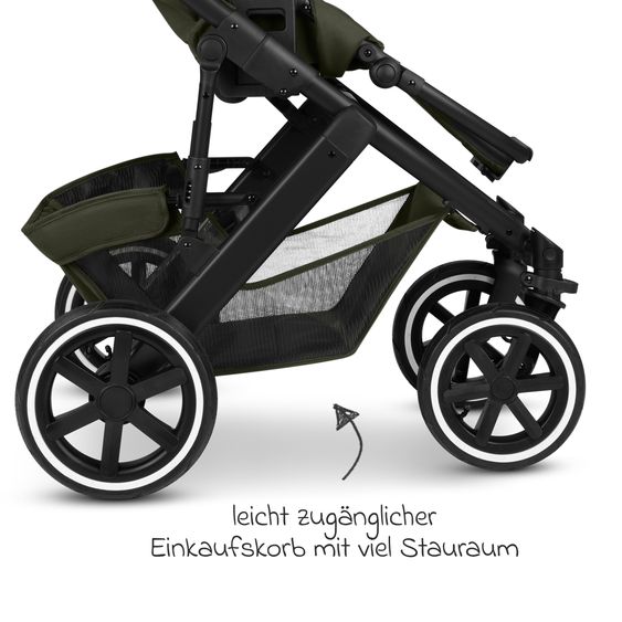 ABC Design Kombi-Kinderwagen Salsa 5 Air inkl. Babywanne, Sportsitz & Gratis Zubehör - Sonnenschirm, Wickeltasche, Regenschutz & Becherhalter - Pure - Avocado
