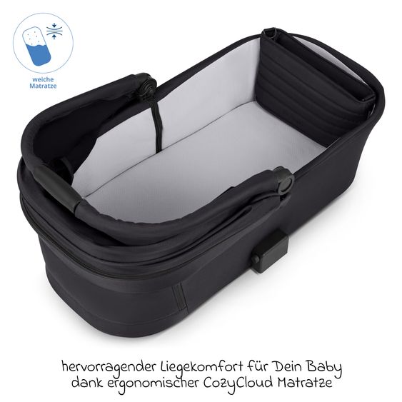 ABC Design Kombi-Kinderwagen Salsa 5 Air inkl. Babywanne, Sportsitz & Gratis Zubehör - Sonnenschirm, Wickeltasche, Regenschutz & Becherhalter - Pure - Coal