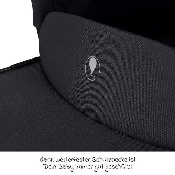 ABC Design Kombi-Kinderwagen Salsa 5 Air inkl. Babywanne, Sportsitz & Gratis Zubehör - Sonnenschirm, Wickeltasche, Regenschutz & Becherhalter - Pure - Coal