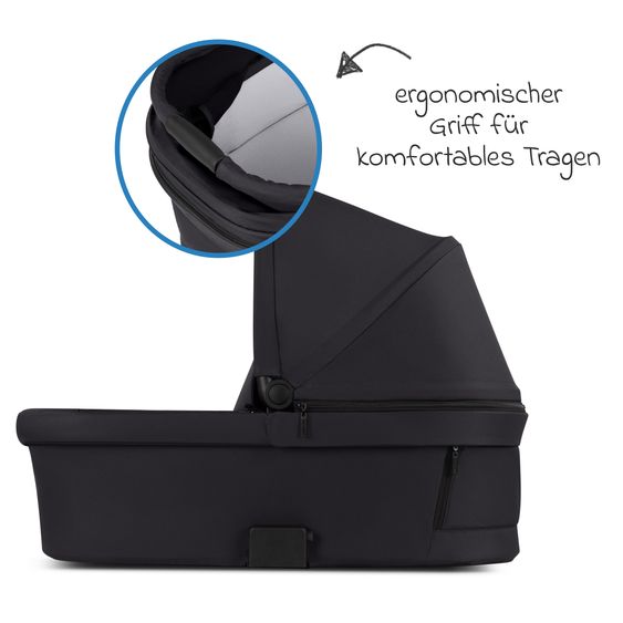 ABC Design Kombi-Kinderwagen Salsa 5 Air inkl. Babywanne, Sportsitz & Gratis Zubehör - Sonnenschirm, Wickeltasche, Regenschutz & Becherhalter - Pure - Coal
