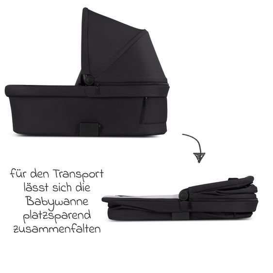 ABC Design Kombi-Kinderwagen Salsa 5 Air inkl. Babywanne, Sportsitz & Gratis Zubehör - Sonnenschirm, Wickeltasche, Regenschutz & Becherhalter - Pure - Coal