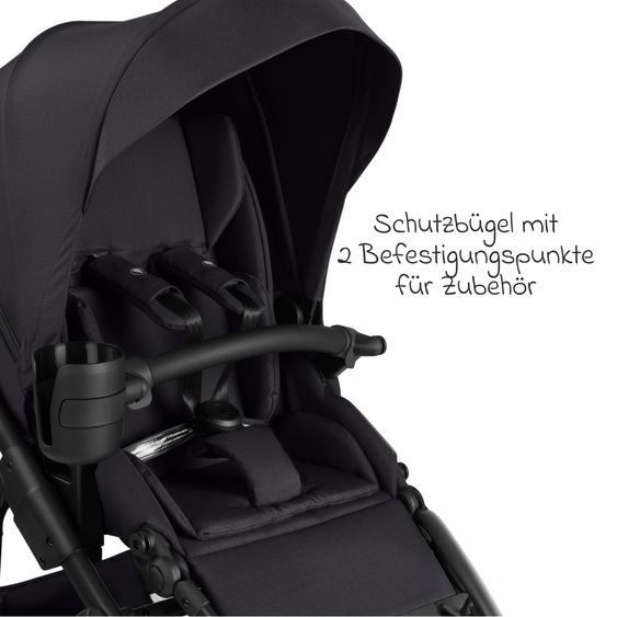 ABC Design Kombi-Kinderwagen Salsa 5 Air inkl. Babywanne, Sportsitz & Gratis Zubehör - Sonnenschirm, Wickeltasche, Regenschutz & Becherhalter - Pure - Coal