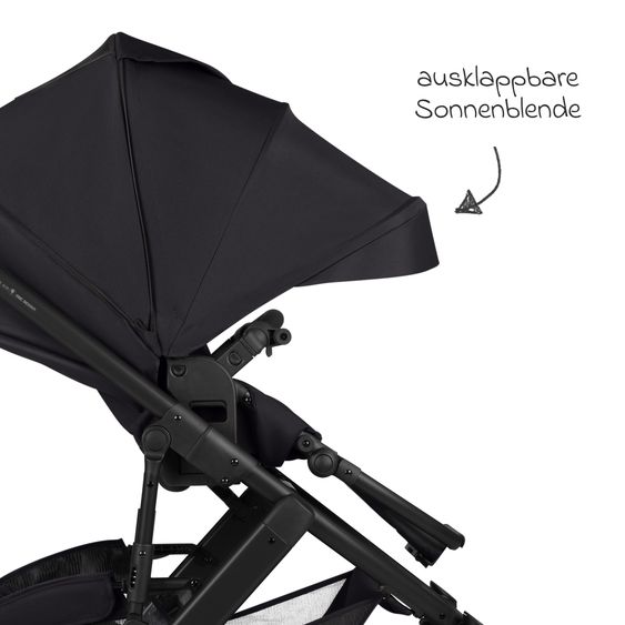 ABC Design Kombi-Kinderwagen Salsa 5 Air inkl. Babywanne, Sportsitz & Gratis Zubehör - Sonnenschirm, Wickeltasche, Regenschutz & Becherhalter - Pure - Coal