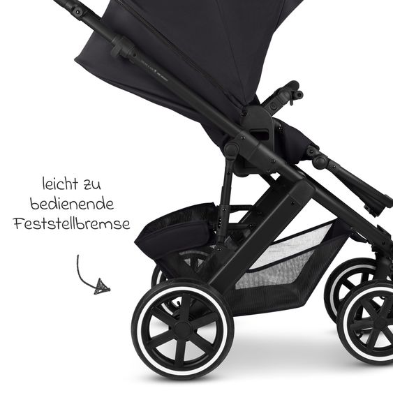 ABC Design Kombi-Kinderwagen Salsa 5 Air inkl. Babywanne, Sportsitz & Gratis Zubehör - Sonnenschirm, Wickeltasche, Regenschutz & Becherhalter - Pure - Coal