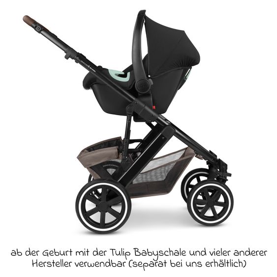 ABC Design Kombi-Kinderwagen Salsa 5 Air inkl. Babywanne, Sportsitz & Gratis Zubehör - Sonnenschirm, Wickeltasche, Regenschutz & Becherhalter - Pure - Nature