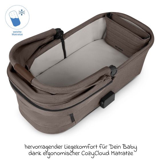 ABC Design Kombi-Kinderwagen Salsa 5 Air inkl. Babywanne, Sportsitz & Gratis Zubehör - Sonnenschirm, Wickeltasche, Regenschutz & Becherhalter - Pure - Nature