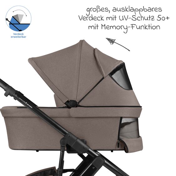 ABC Design Kombi-Kinderwagen Salsa 5 Air inkl. Babywanne, Sportsitz & Gratis Zubehör - Sonnenschirm, Wickeltasche, Regenschutz & Becherhalter - Pure - Nature