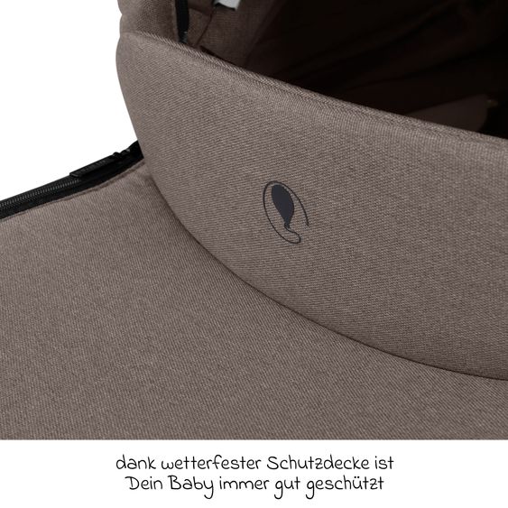 ABC Design Kombi-Kinderwagen Salsa 5 Air inkl. Babywanne, Sportsitz & Gratis Zubehör - Sonnenschirm, Wickeltasche, Regenschutz & Becherhalter - Pure - Nature