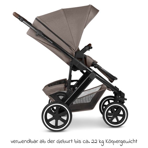 ABC Design Kombi-Kinderwagen Salsa 5 Air inkl. Babywanne, Sportsitz & Gratis Zubehör - Sonnenschirm, Wickeltasche, Regenschutz & Becherhalter - Pure - Nature