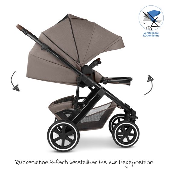 ABC Design Kombi-Kinderwagen Salsa 5 Air inkl. Babywanne, Sportsitz & Gratis Zubehör - Sonnenschirm, Wickeltasche, Regenschutz & Becherhalter - Pure - Nature