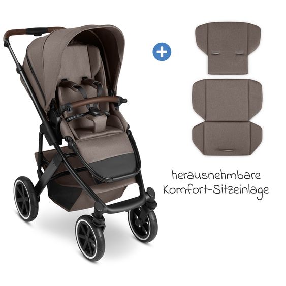 ABC Design Kombi-Kinderwagen Salsa 5 Air inkl. Babywanne, Sportsitz & Gratis Zubehör - Sonnenschirm, Wickeltasche, Regenschutz & Becherhalter - Pure - Nature
