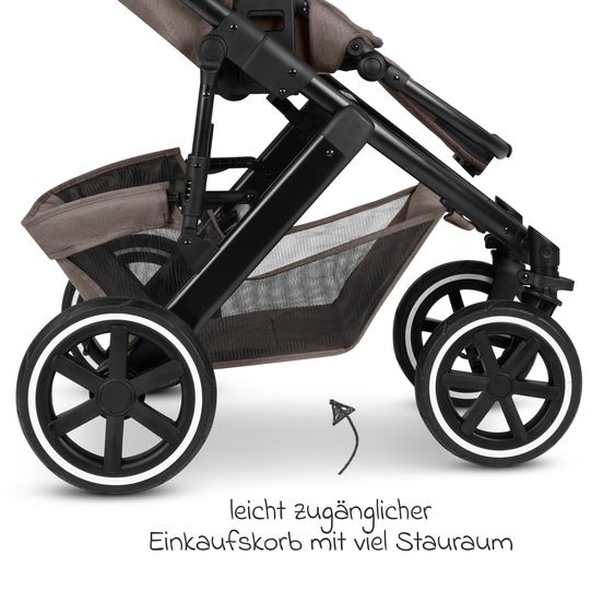 ABC Design Kombi-Kinderwagen Salsa 5 Air inkl. Babywanne, Sportsitz & Gratis Zubehör - Sonnenschirm, Wickeltasche, Regenschutz & Becherhalter - Pure - Nature