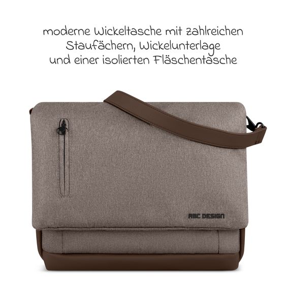 ABC Design Kombi-Kinderwagen Salsa 5 Air inkl. Babywanne, Sportsitz & Gratis Zubehör - Sonnenschirm, Wickeltasche, Regenschutz & Becherhalter - Pure - Nature