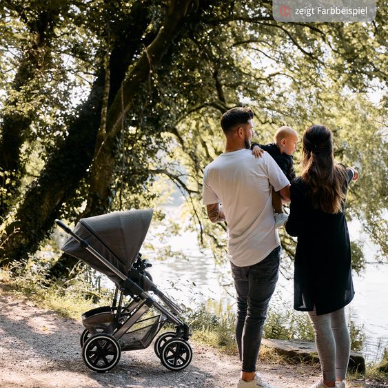 ABC Design Kombi-Kinderwagen Salsa 5 Air inkl. Babywanne, Sportsitz & Gratis Zubehör - Sonnenschirm, Wickeltasche, Regenschutz & Becherhalter - Pure - Nature