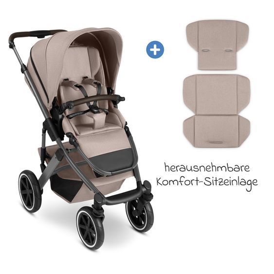 ABC Design Passeggino combinato Salsa 5 Air incl. Navicella & Seggiolino con pacchetto accessori XXL - Camel