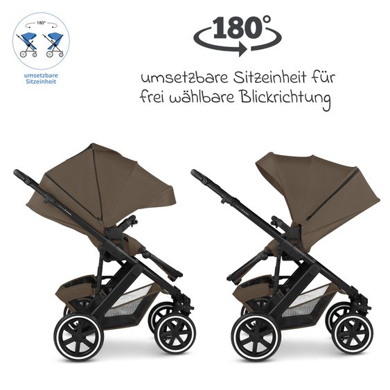 ABC Design Kombi-Kinderwagen Salsa 5 Air inkl. Babywanne & Sportsitz mit XXL-Zubehörpaket - Dark Beige