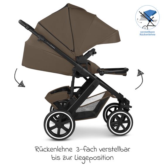 ABC Design Kombi-Kinderwagen Salsa 5 Air inkl. Babywanne & Sportsitz mit XXL-Zubehörpaket - Dark Beige