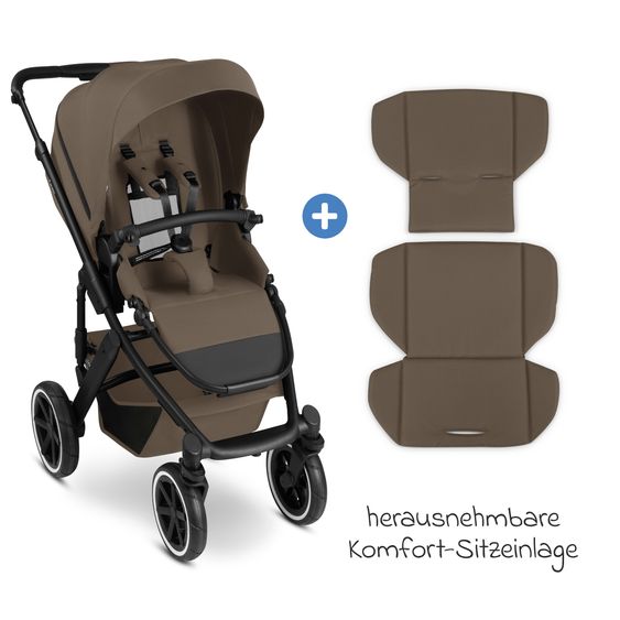 ABC Design Kombi-Kinderwagen Salsa 5 Air inkl. Babywanne & Sportsitz mit XXL-Zubehörpaket - Dark Beige