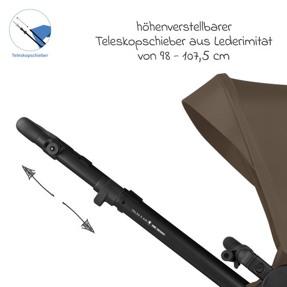 ABC Design Kombi-Kinderwagen Salsa 5 Air inkl. Babywanne & Sportsitz mit XXL-Zubehörpaket - Dark Beige