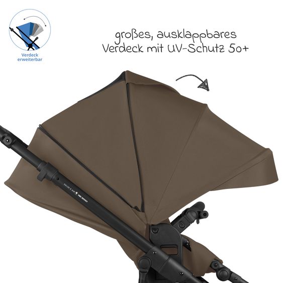 ABC Design Kombi-Kinderwagen Salsa 5 Air inkl. Babywanne & Sportsitz mit XXL-Zubehörpaket - Dark Beige