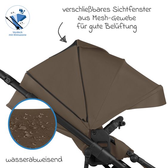 ABC Design Kombi-Kinderwagen Salsa 5 Air inkl. Babywanne & Sportsitz mit XXL-Zubehörpaket - Dark Beige