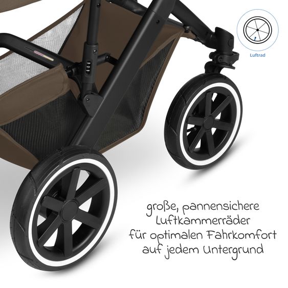 ABC Design Kombi-Kinderwagen Salsa 5 Air inkl. Babywanne & Sportsitz mit XXL-Zubehörpaket - Dark Beige