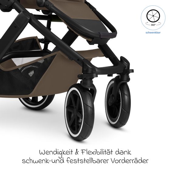 ABC Design Kombi-Kinderwagen Salsa 5 Air inkl. Babywanne & Sportsitz mit XXL-Zubehörpaket - Dark Beige