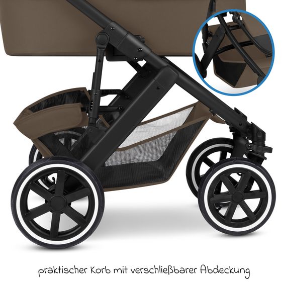 ABC Design Kombi-Kinderwagen Salsa 5 Air inkl. Babywanne & Sportsitz mit XXL-Zubehörpaket - Dark Beige