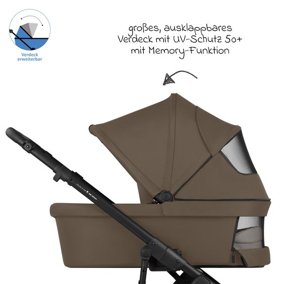 ABC Design Kombi-Kinderwagen Salsa 5 Air inkl. Babywanne & Sportsitz mit XXL-Zubehörpaket - Dark Beige